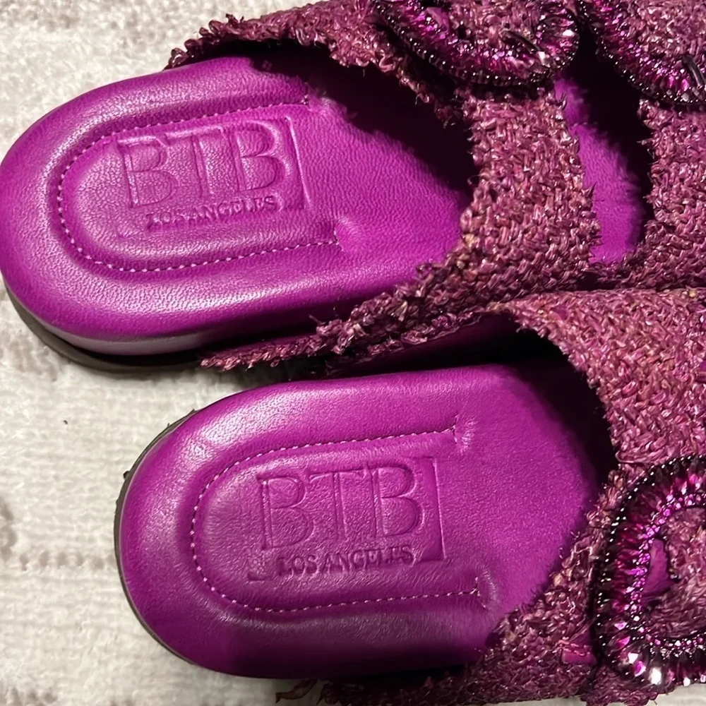 BTB LOS ANGELES TULUM CRYSTAL SLIDE purple bling buckle size 7